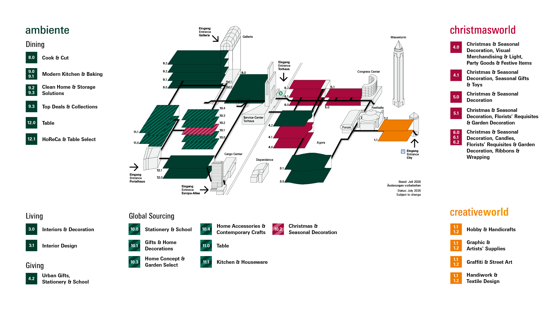 Ambiente, Christmasworld and Creativeworld ground plan 2027