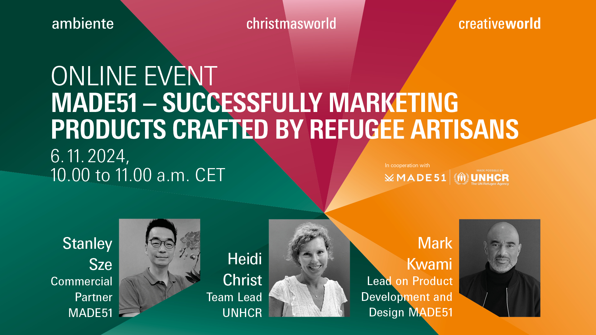 Online event on the topic MADE51: How refugee products are conquering the global arts and crafts market